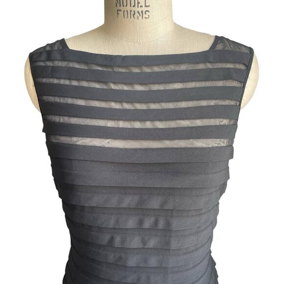 NWT Tadashi Shoji Black Sheer Stripe Sleeveless Cocktail Dress Size Medium - Picture 3 of 8